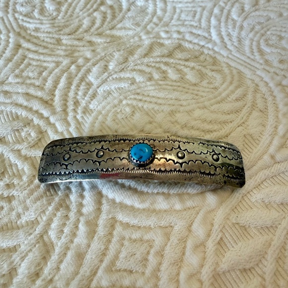 Vintage Silver and Turquoise 3” Hair Barrette - Picture 3 of 12